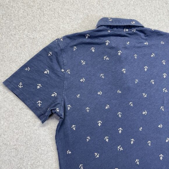 Abercrombie & Fitch Anchor Print Polo Shirt Men’s L Large Navy Blue AOP - Picture 9 of 16